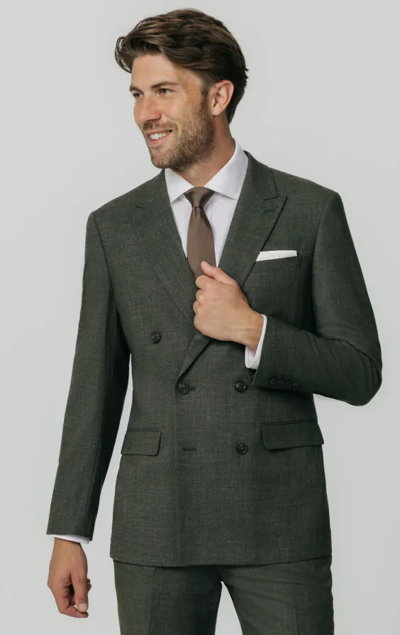 Green Weave Double Breasted Suit Jacket primary image