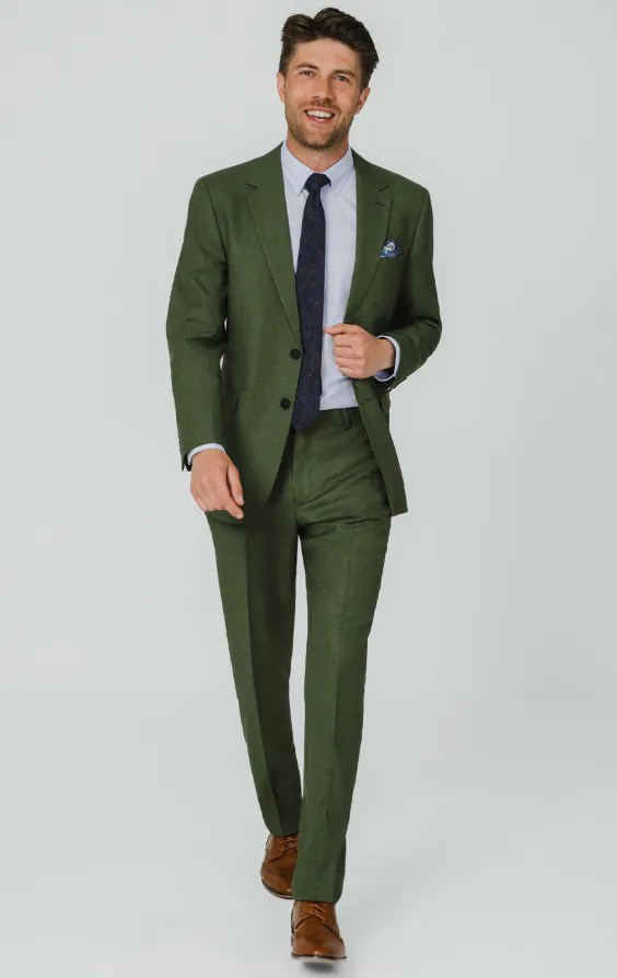 Pine Green Textured Weave Suit Jacket - photo 1
