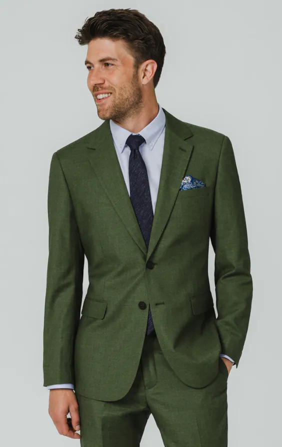 Pine Green Textured Weave Suit Jacket