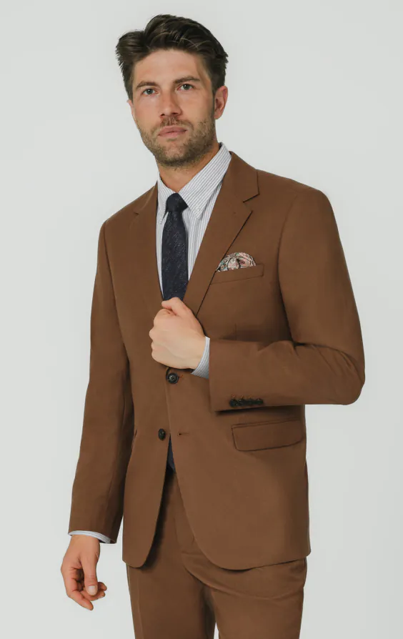 Mid Brown Twill Suit Jacket Mid Brown Twill Suit Jacket