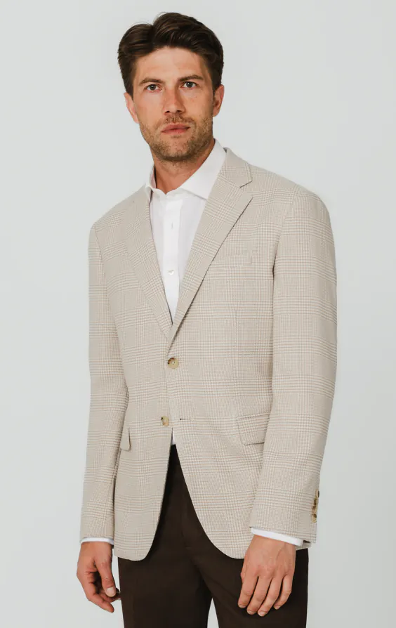 Beige Prince of Wales Check Jacket