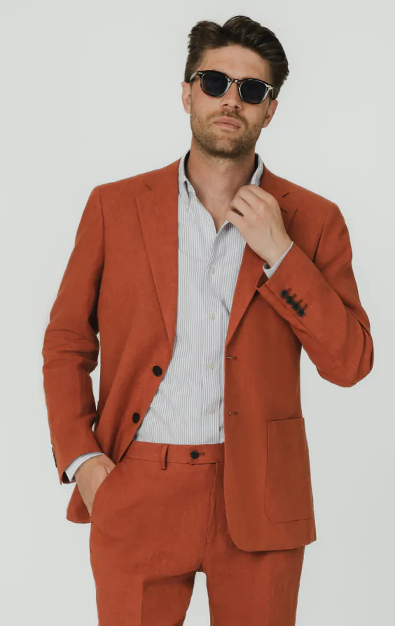Burnt Orange Pure Linen Suit Jacket Burnt Orange Pure Linen Suit Jacket