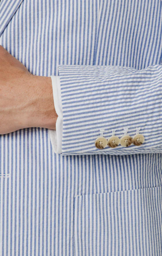 Blue & White Seersucker Suit Jacket - photo 2 Blue & White Seersucker Suit Jacket - photo 2