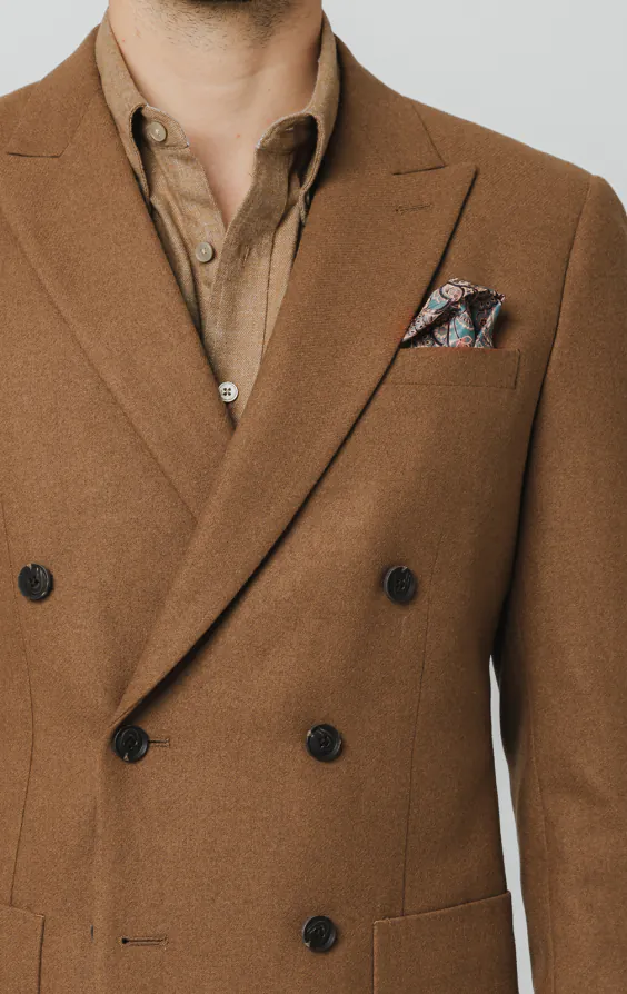 Camel Brushed Wool Blend Double Breasted Jacket - photo 3 Camel Brushed Wool Blend Double Breasted Jacket - photo 3