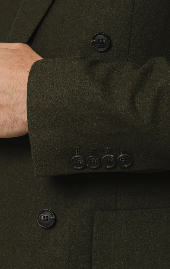 Khaki Brushed Wool Blend Double Breasted Jacket - photo 2