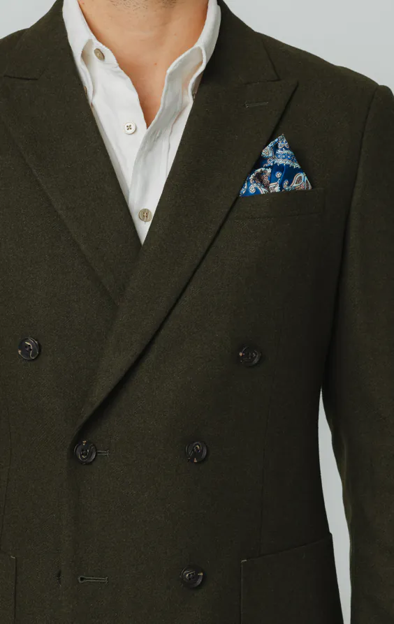 Khaki Brushed Wool Blend Double Breasted Jacket - photo 3