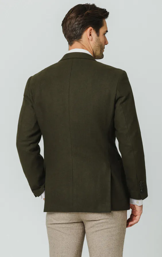 Khaki Brushed Wool Blend Double Breasted Jacket - photo 5
