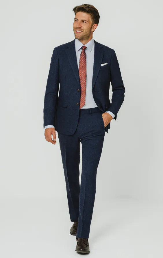 Blue Herringbone Tweed Suit Jacket - photo 1