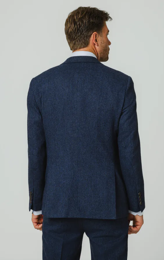 Blue Herringbone Tweed 3 Piece Suit - photo 5