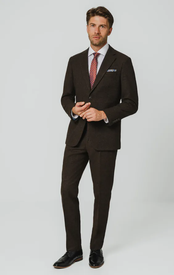 Dark Brown Donegal Tweed Suit Jacket - photo 1