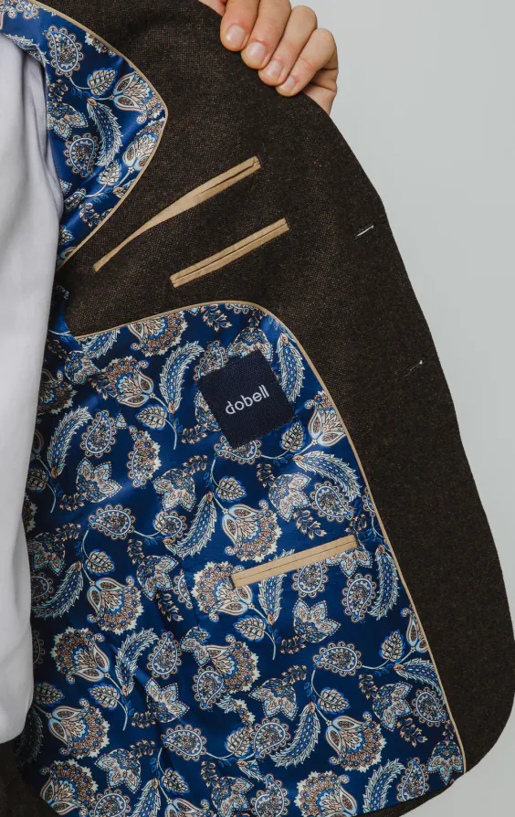 Dark Brown Donegal Tweed Suit Jacket - photo 4