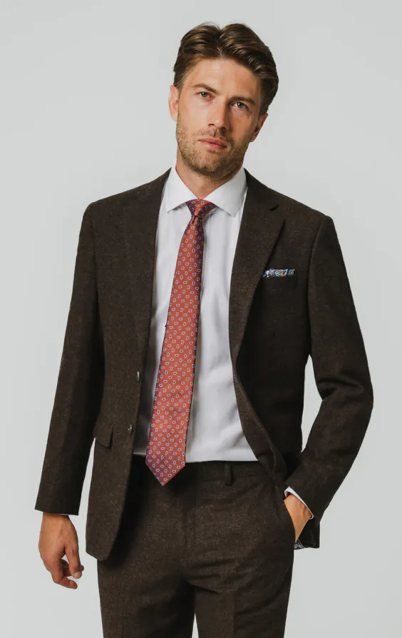 Dark Brown Donegal Tweed Suit Jacket