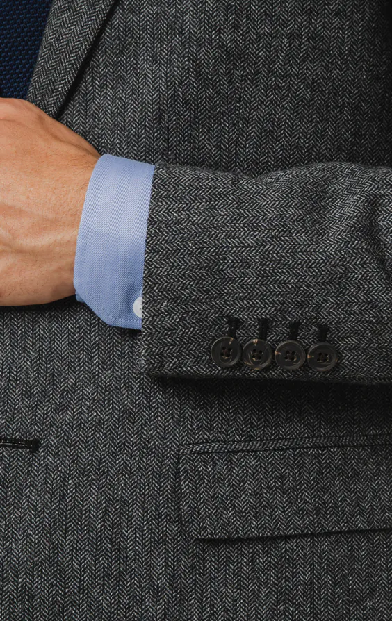 Grey Herringbone Tweed Suit Jacket - photo 2 Grey Herringbone Tweed Suit Jacket - photo 2