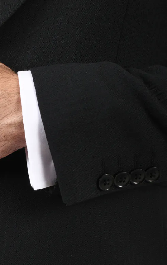 100% Wool Black Herringbone Morning Tailcoat - photo 2