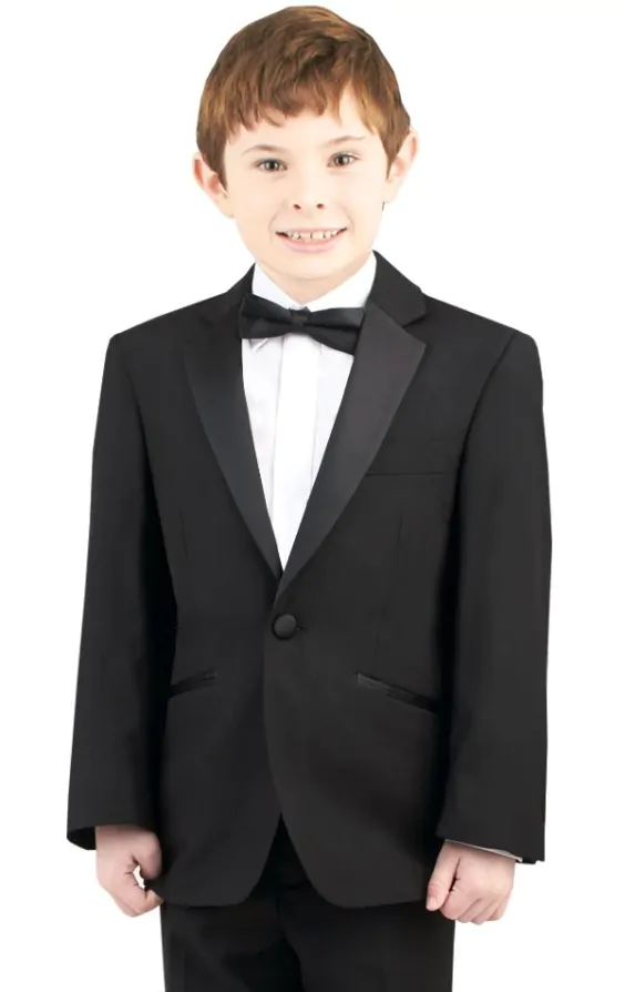 Boys 1 Button Black Notch Lapel Dinner Jacket by Dobell Dobell