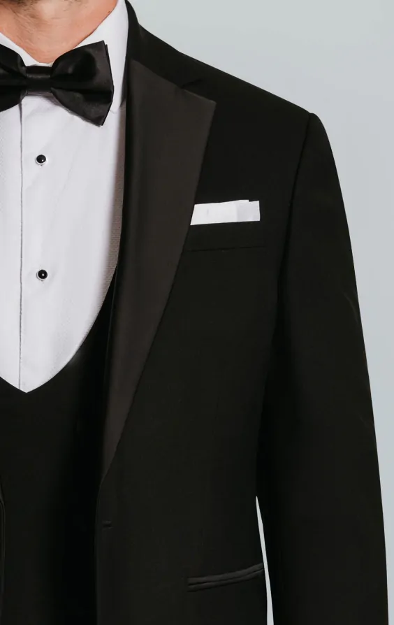 Black Slim-Fit Dinner Jacket with Notch Lapel thumbnail 4