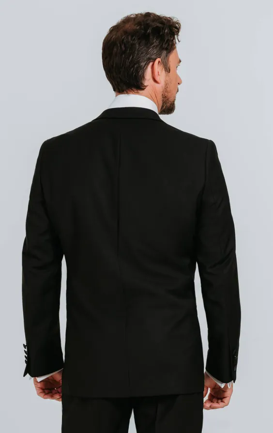Black 100% Wool Tuxedo with Notch Lapel - photo 1