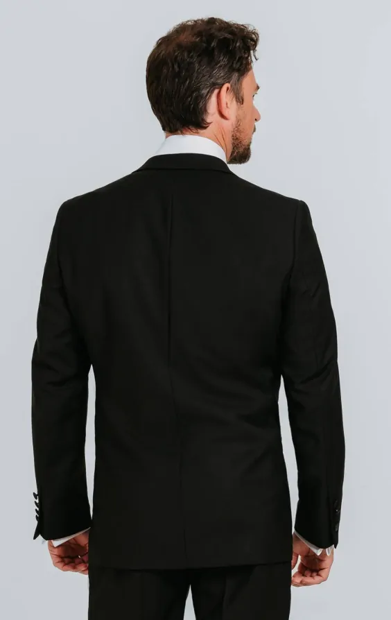 Black 100% Wool 2 Piece Tuxedo, Dress Shirt, Dress Shoes, Cummerbund, Bow Tie thumbnail 3