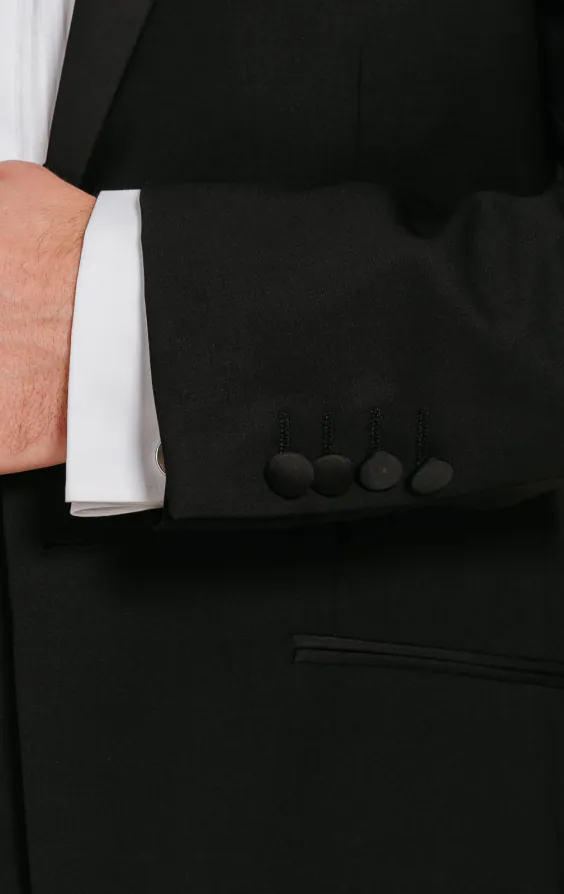 Black 100% Wool Tuxedo with Notch Lapel - photo 2