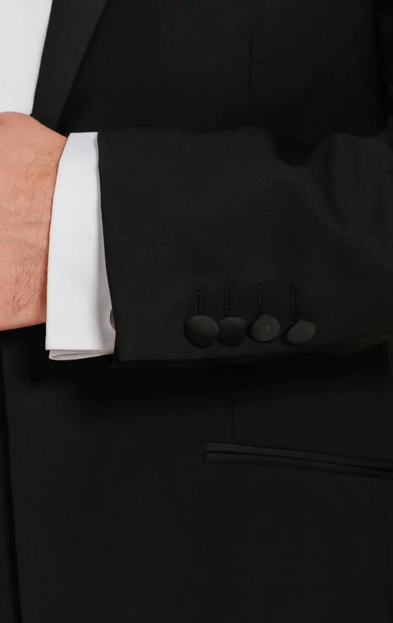 Black 100% Wool 2 Piece Tuxedo, Dress Shirt, Dress Shoes, Cummerbund, Bow Tie thumbnail 4