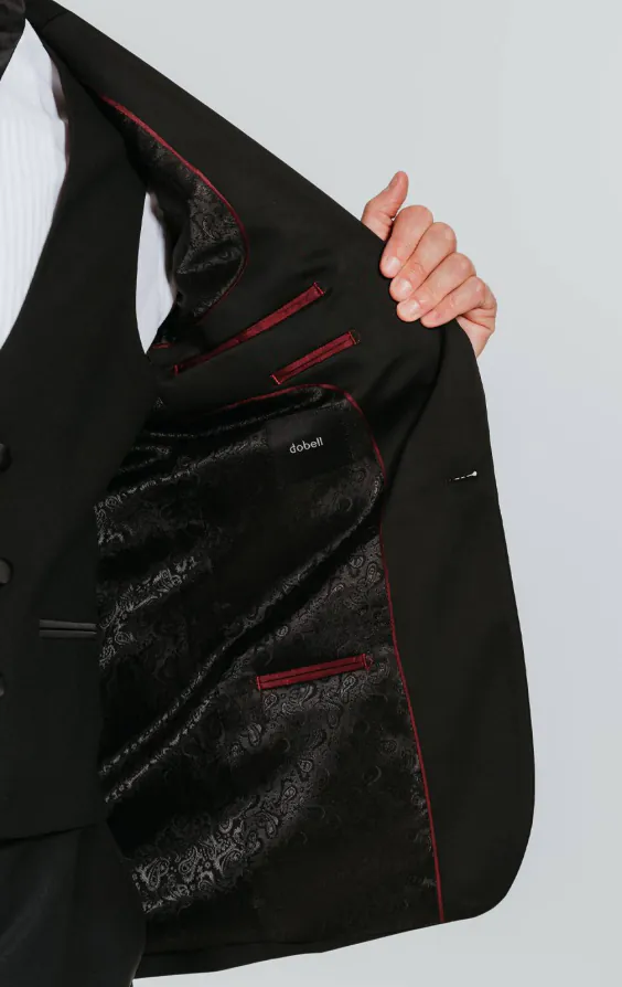 Black 100% Wool Tuxedo with Notch Lapel - photo 4