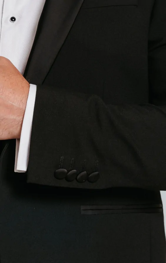 Black Slim-Fit Dinner Jacket with Notch Lapel thumbnail 3