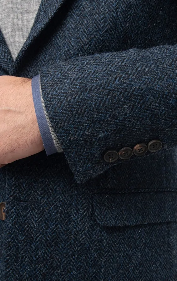Harris Tweed Blue Herringbone Tweed Jacket