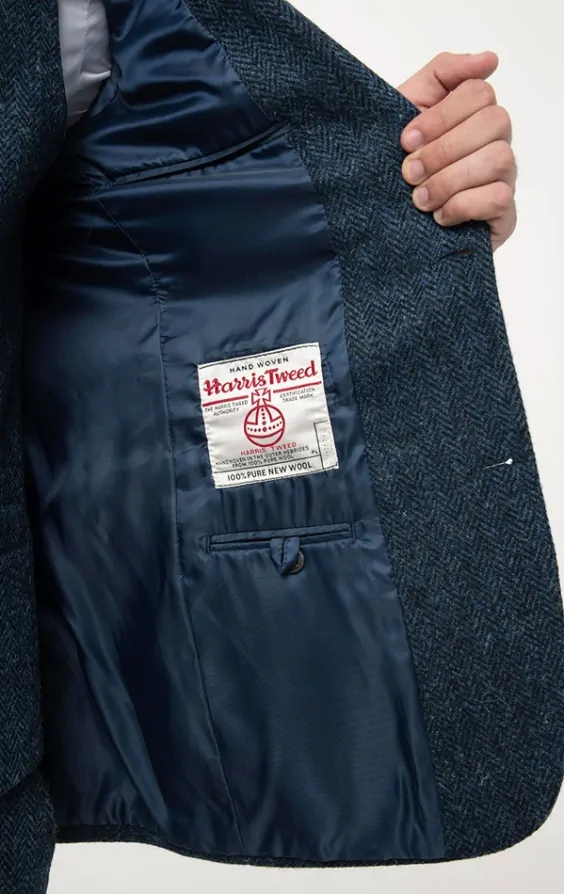 Blue harris tweed jacket mens hotsell