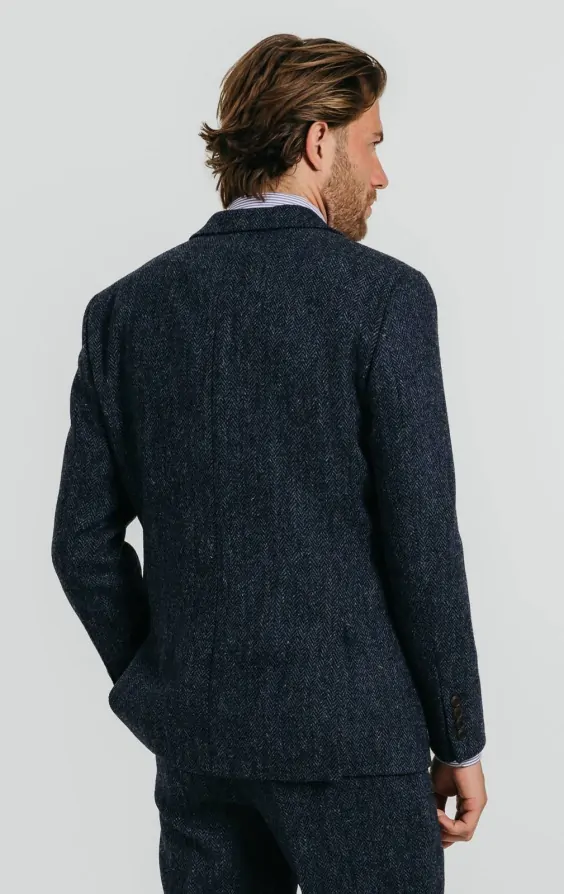 Harris Tweed Blue Herringbone Suit Dobell