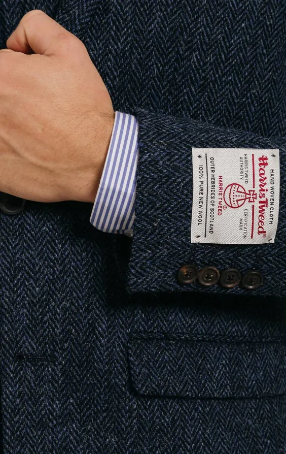 Men Blazer Retro Herringbone Tweed Suit Jacket - Slim Fit
