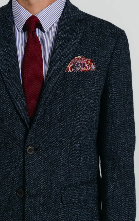 【人気投票 】ハイブランド人気ランキング！ Harris Tweed Dobell | Jacket Tweed Herringbone Blue ジャケット・アウター