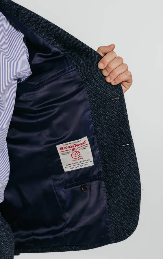 Harris Tweed Blue Herringbone Suit - photo 6