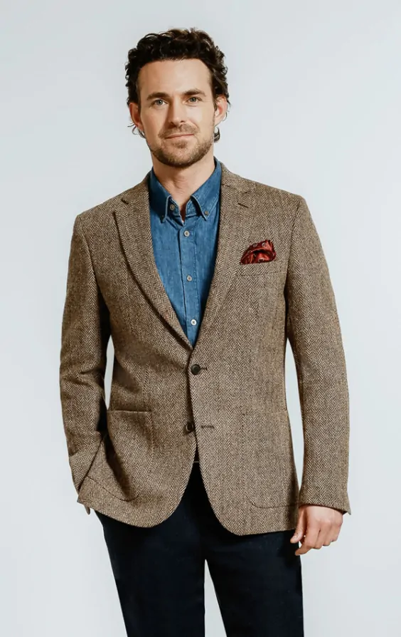 Harris Tweed Oatmeal Herringbone Tweed Jacket Dobell