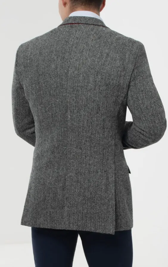 Harris tweed grey herringbone jacket on sale