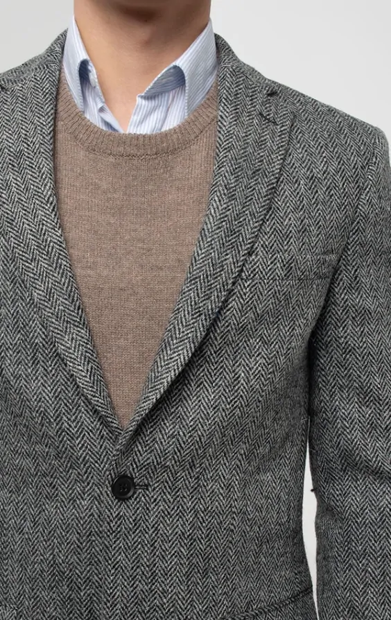 Harris tweed grey herringbone jacket shop