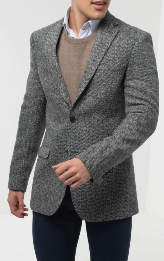 Harris Tweed Grey Herringbone Tweed Jacket