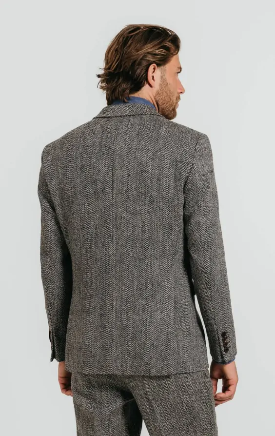 Harris Tweed Grey Herringbone Tweed Jacket thumbnail 2