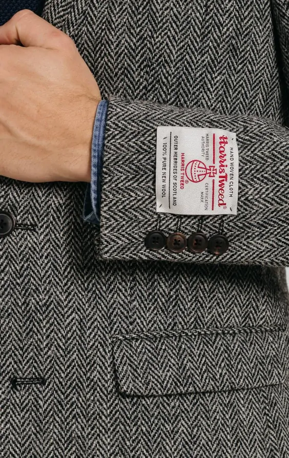 Harris Tweed Grey Herringbone Tweed Jacket | Dobell