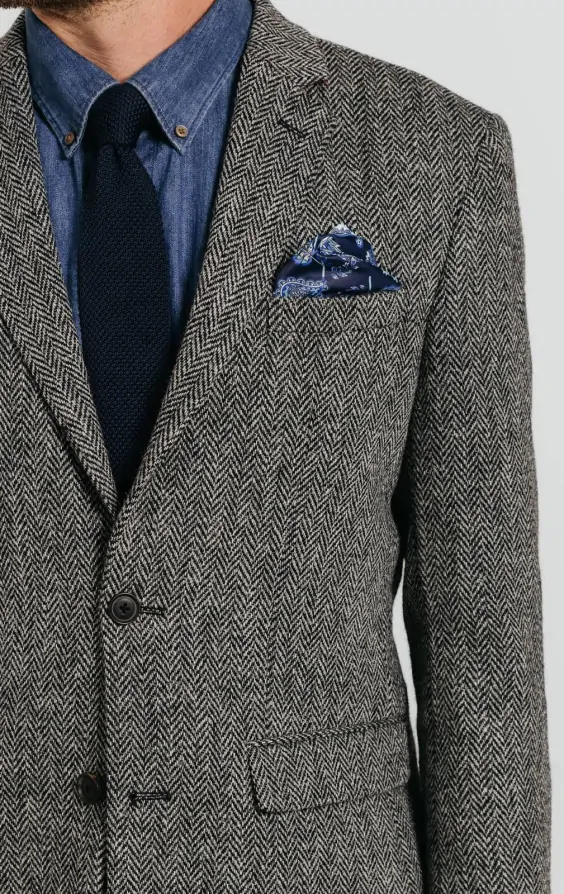 Harris Tweed Grey Herringbone Suit Dobell