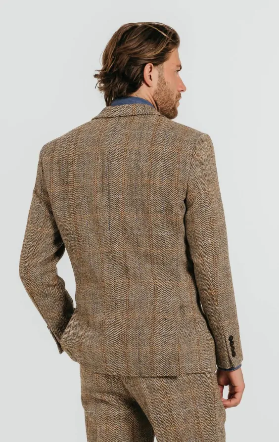 Harris Tweed Brown Windowpane Tweed Jacket thumbnail 2