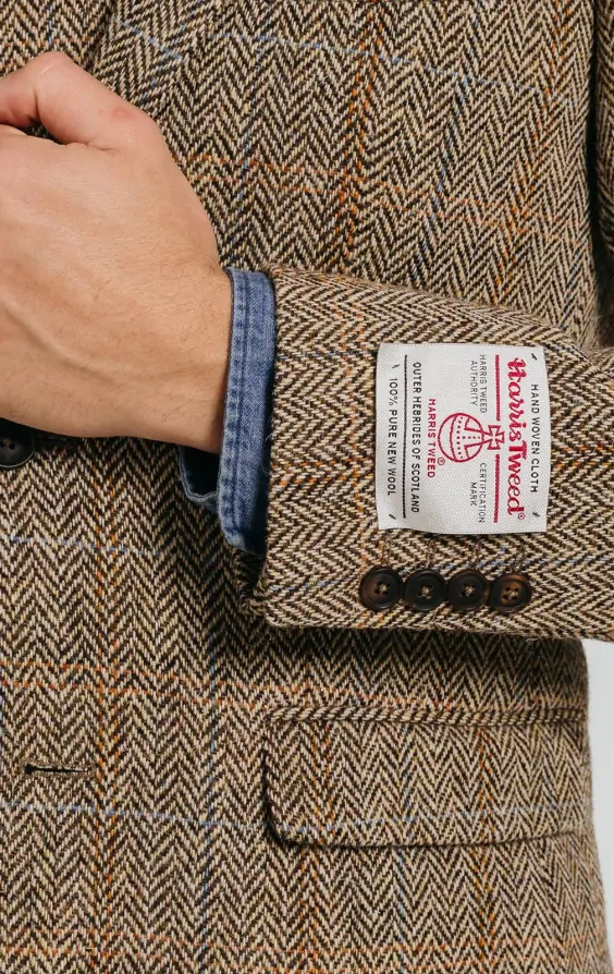 Harris Tweed Brown Windowpane Check Tweed Suit | Dobell