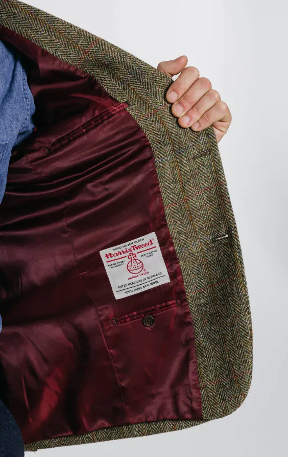 Harris Tweed Green Herringbone Windowpane Check Tweed Jacket - photo 4 Harris Tweed Green Herringbone Windowpane Check Tweed Jacket - photo 4