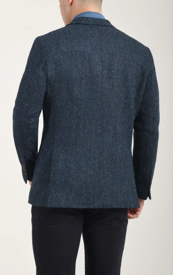 Harris tweed blue herringbone jacket online
