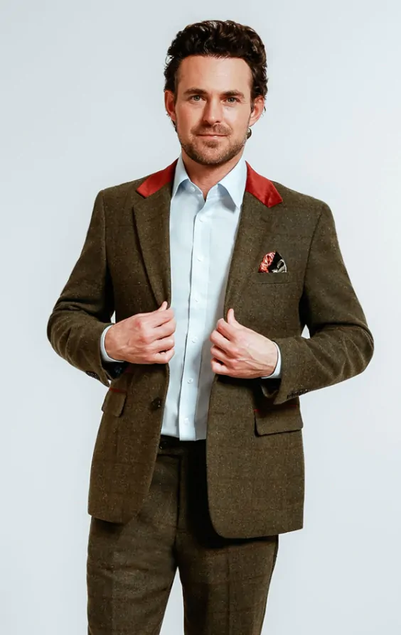 Tweed jacket with velvet collar clearance