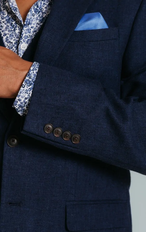 Dobell Navy Linen Suit Dobell