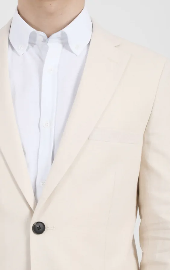 Dobell Cream Linen Jacket