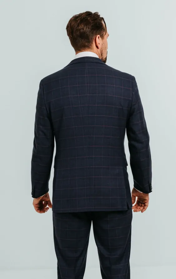 Navy with Pink Check 3 Piece Suit thumbnail 3