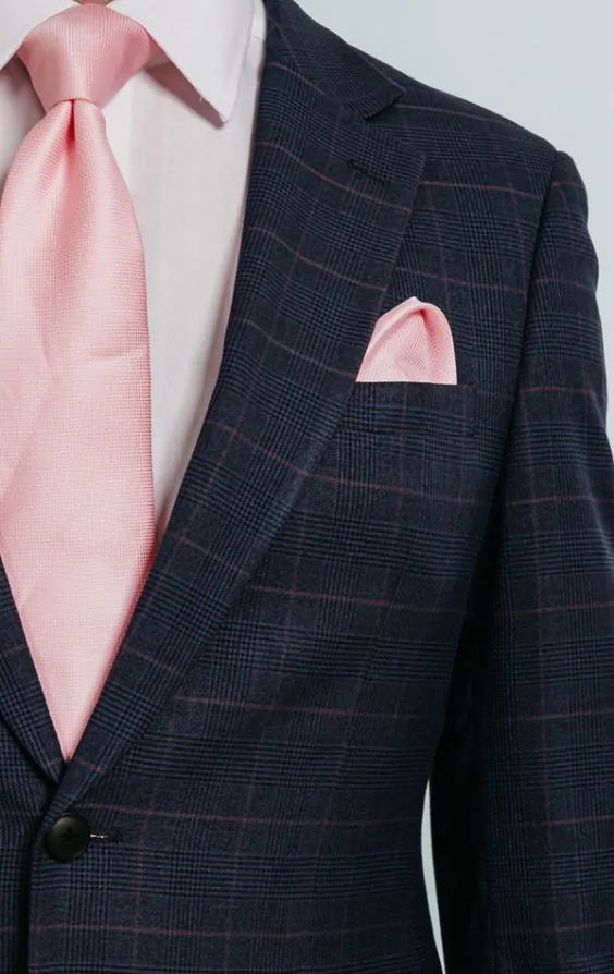 Navy with Pink Check 3 Piece Suit thumbnail 5