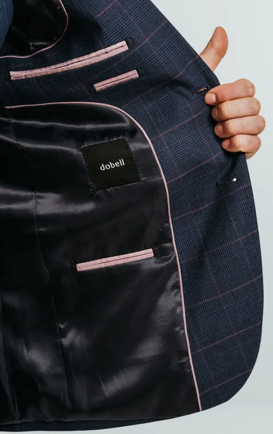 Navy with Pink Check 3 Piece Suit thumbnail 6