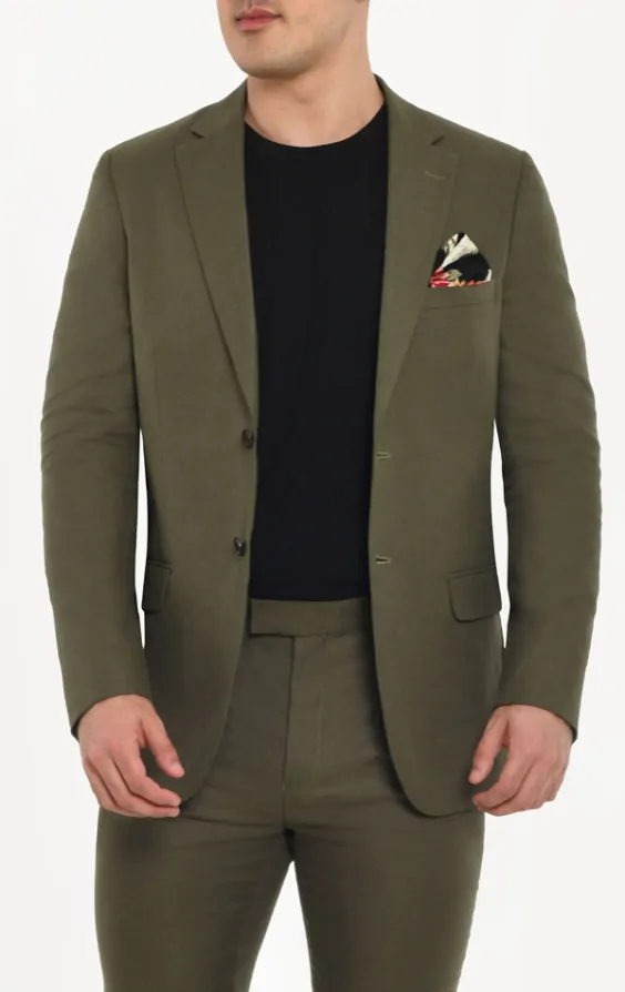 Khaki linen jacket discount